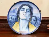 Basilio Cascella, Glazed terracotta parade plate, 1860, painting with portrait of Eleonora Duse interpreting Gabriele D'Annunzio's Daughter of Iorio