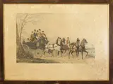 Richard Woodman, Hunting scene and Landscapes with figures and horses, after James Baranger, 1784, four lithographs