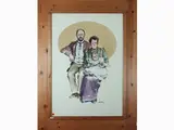 Alberto Fremura, Figures, two watercolour paintings on cardboard