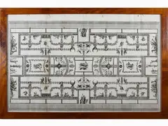 Vestigia delle Terme di Tito e loro interne pitture, second half of 18th century by Marco Carloni, 1742, two etching prints. framed, offered Oct 2021