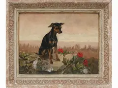 Claudius Seignol, Landscape with little dog 1912, 1858, oil on panel