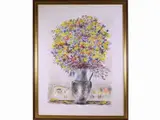 Michele Cascella, Flowers in a vase and a landscape, 1892, lithography