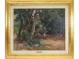 Mario Cocchi, Wooden landscape with figures, 1898, oil on panel