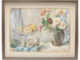 Enrico Nuti, Still life with flowers and fruits, 1902, oil on panel