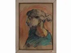 Bruno Calvani, Portrait of a woman, 1904, mixed media on paper laid on cardboard