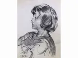 Paolo Ghiglia, Female profile, 1905, charcoal on paper