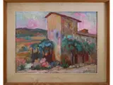 Aldo Marzi, L'osteriaccia, 1911, oil on faesite
