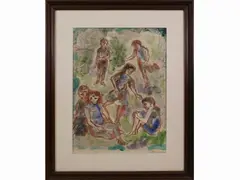 Composition with figures by Renzo Grazzini, 1912, mixed media on paper, offered Jul 2021