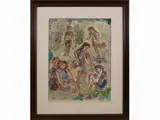 Renzo Grazzini, Composition with figures, 1912, mixed media on paper