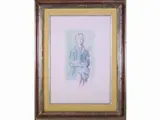 Female portrait by Antonio Bueno, 1918, hand retouched litohraphy on paper layed on canvas board, offered Jul 2021