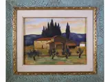Tuscanian landscape by Nino Tirinnanzi, 1923, oil on canvas board, offered Jul 2021