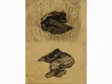 Mario Puccini, Studies for figures, 1869, two charcoal drawings on cardboard