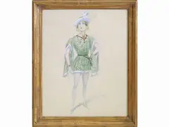 Gaston Noury, Costumes, 1865, four mixed media paintings on paper
