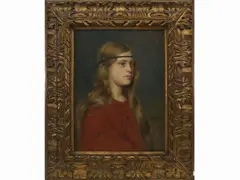 Female portrait 1919 by Ezio Marzi, 1875, oil on canvas, offered Jun 2021