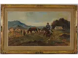 Horse riding men by Carlo Domenici, 1898, oil on panel, offered Jun 2021