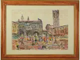Guido Borgianni, Square with people, 1915, pastel on paper