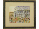 Guido Borgianni, View of the Baptistery with figures, 1915, pastel on cardboard