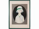 Female portrait by Antonio Bueno, 1918, lithograph, offered Jun 2021