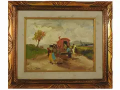 Gitani by Basso Ragni, 1921, oil on faesite, offered Jun 2021