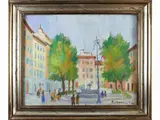 Piazza Santo Spirito 1981 by Rodolfo Marma, 1923, oil on canvas, offered Jun 2021