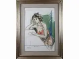 Alberto Sughi, Woman at the bar, 1928, mixed media on paper laid on canvas