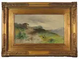 Eugenio Gignous, Mountain landscape with goats 1873