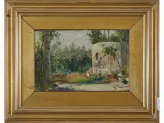 View of a garden by Arturo Ricci, 1854, oil on panel, offered Mar 2021