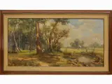 Nino Grechi, River landscape with figures, 1900, oil on canvas