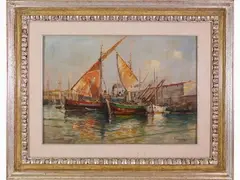 Port view by Guglielmo Micheli, 1866, oil on panel, offered Mar 2021