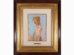 Portrait of a girl by Carlo Passigli, 1881, oil on panel, offered Mar 2021