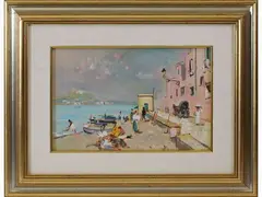 Francesco Cangiullo, Napoli "La marinella", 1884, oil on panel