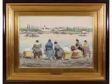 Antonio D'Arliano, Laundresses, 1899, mixed media on paper laid on cardboard