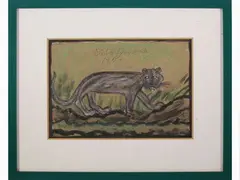 Panter 1971 by Pietro Ghizzardi, 1906, mixed media on cardboard, offered Mar 2021