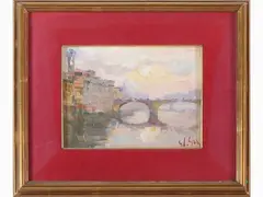 Ponte Santa Trinita by Gino Paolo Gori, 1911, oil on canvas board, offered Mar 2021