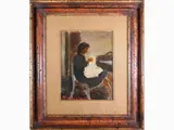 Woman sewing by Guido Borgianni, 1915, oil on canvas laid on cardboard, offered Mar 2021