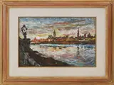 Lungarno View 1967 by Guido Borgianni, 1915, oil on canvas board, offered Mar 2021