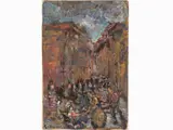 Studies of figures and View of Florence by Guido Borgianni, 1915, due disegni a mixed media on paper and un dipinto ad oil on cardboard applicato ad altro supporto cartaceo, offered Mar 2021
