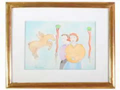 Composition with figures by Luca Alinari, mixed media on paper laid on panel, offered Feb 2021