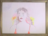 Portrait of a woman by Luca Alinari, miced media on paper, offered Feb 2021