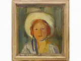 Arturo Cecchi, Portrait of a girl with hat, 1886, oil on canvas