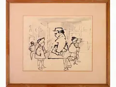 Figures by Mino Maccari, 1898, ink on paper, offered Feb 2021