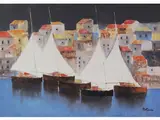 Lido Bettarini, Seascape with sailboats