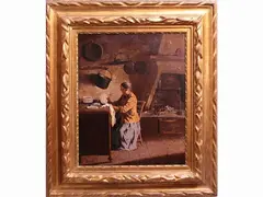 Interior view with female figure by Luigi Bertelli, 1833, oil on canvas, offered Dec 2020
