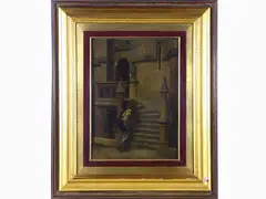Viw of a palace with male figure by Federico Faruffini, 1831, oil on paper laid on panel, offered Dec 2020