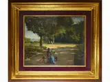 Odoardo Borrani, View of a park with painter with easel