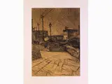 Mario Puccini, View of the Livorno's port, 1869, charcoal on cardboard