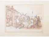 Giuseppe Moricci, View of a Farmyard with Figures, 1806, mixed media on paper