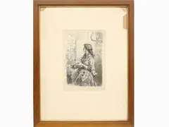 Pescivendola veneziana by Mosè Bianchi, 1840, engraving, offered Nov 2020