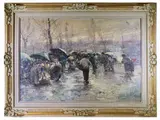 Ferruccio Rontini, Mercato sotto la pioggia - Vicchio 1954, 1893, oil on canvas