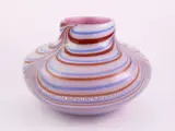 Flavio Poli attribuito, Glass vase with red and blue stripes, con inclusioni d'argento e strisce blu e rosse
